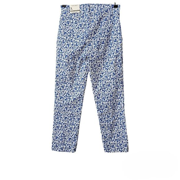 Jules & Leopold Floral Cropped High Waist Blue And White Pull On Capri Pants - Picture 6 of 8